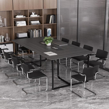 8FT Conference Table,Conference Room Table with Grommet,Stable Structure,Adjustable Foot Pads,Large Seminar Table for Office Meeting 94.4 L x 47.2 W x30.7 H (Gray)