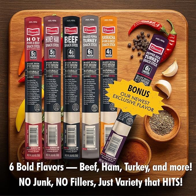 Jerky.com Jerky Gift Basket for Men | 12 Piece Meat Sticks Sampler with Pork, Ham, Sriracha, Turkey, Beef Sticks Variety pack | High Protein, Low Carb, Keto Friendly Christmas Gifts | Beef Jerky Gifts for Men