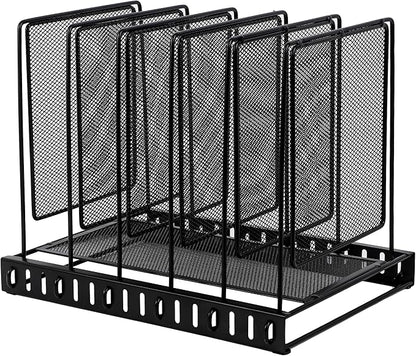 EASEPRES 5 Section Vertical Metal Mesh Desk File Organizer, Spacing Adjustable Upright Desktop Paper Mail Document Magazine Sorter Folder Holder for Workspace Office School Home, Black
