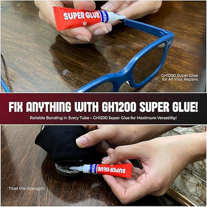 GH1200 - Super Glue for All Purpose - 4 Gram x 16 PCs Super Fast, Thick & Strong Adhesive Superglue - Cyanoacrylate Glue for Hard Plastics, DIY Craft, Ceramics, Frame, Leather, Metal Etc