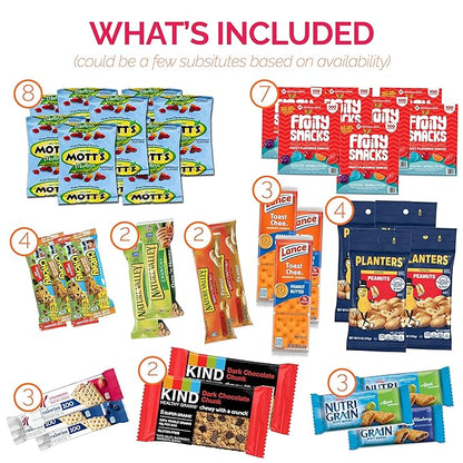 Healthy Snacks Variety Pack for Adults, Kids and Teens (50 Count) - Healthy Snack Box with Chips, Cookies & Granola Bars for Birthdays and Office - Care Package for College Students