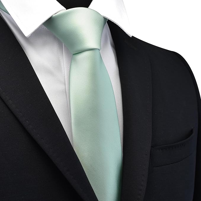 Branduce 3.15"（8cm） Mens Solid Satin Tie Pure Color Necktie for Business and Wedding + Gift Box
