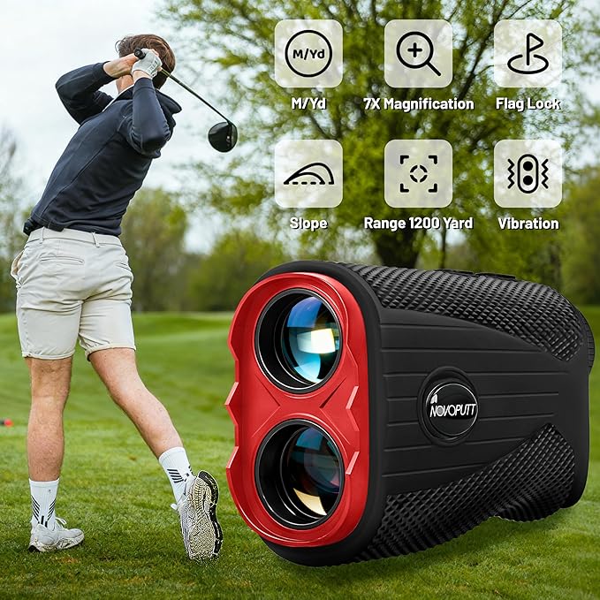 Golf Range Finder with Slope - 1200 Yards Range Finder for Golfing/Hunting, 7X Magnification, Flag Pole Locking Vibration, Rechargeable Golf Rangefinders with Magnet Stripe, Best Golf Accessories Gift