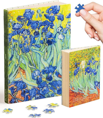 PieceRelax A5 Puzzle Journal for Adults, 300 Piece Plastic Jigsaw Book Cover (Includes Notebook) - Van Gogh - Irises, Unique Gift [YA1065]