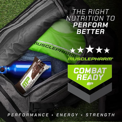 MusclePharm Combat Ready Chocolate Cake Protein Bars, High Protein Bars, Combat Cravings, Fuel Performance & Meet Energy Demands, 20g Protein from Whey Protein, 5g Fiber, Gluten Free, 4 Bars