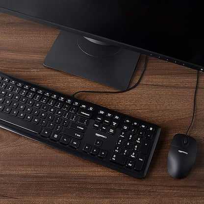 Amazon Basics Wired Computer Keyboard & Mouse, 10-Pack, Black