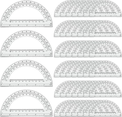 CertBuy 48 Pack Clear Protractor 6 Inch, Plastic Protractor Math Protractors 180 Degrees for Angle Measurement, Protractor for Geometry,Student Math Protractor Ruler for Drawing Geometry Classroom