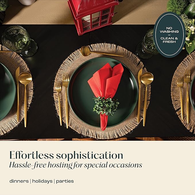 Disposable Linen-Feel Luminous Orange Napkins, 12" x 17" Cloth-Like Paper Dinner Napkins For Wedding, Bathroom, Party Or Event, 50 Pack