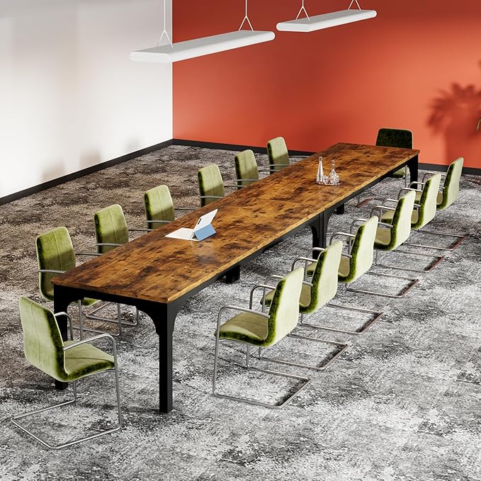 6.56 FT Conference Table, Super Sturdy Large Rectangle Meeting Seminar Table for 8 Person, Long Business Tables (Brown, 1PC)