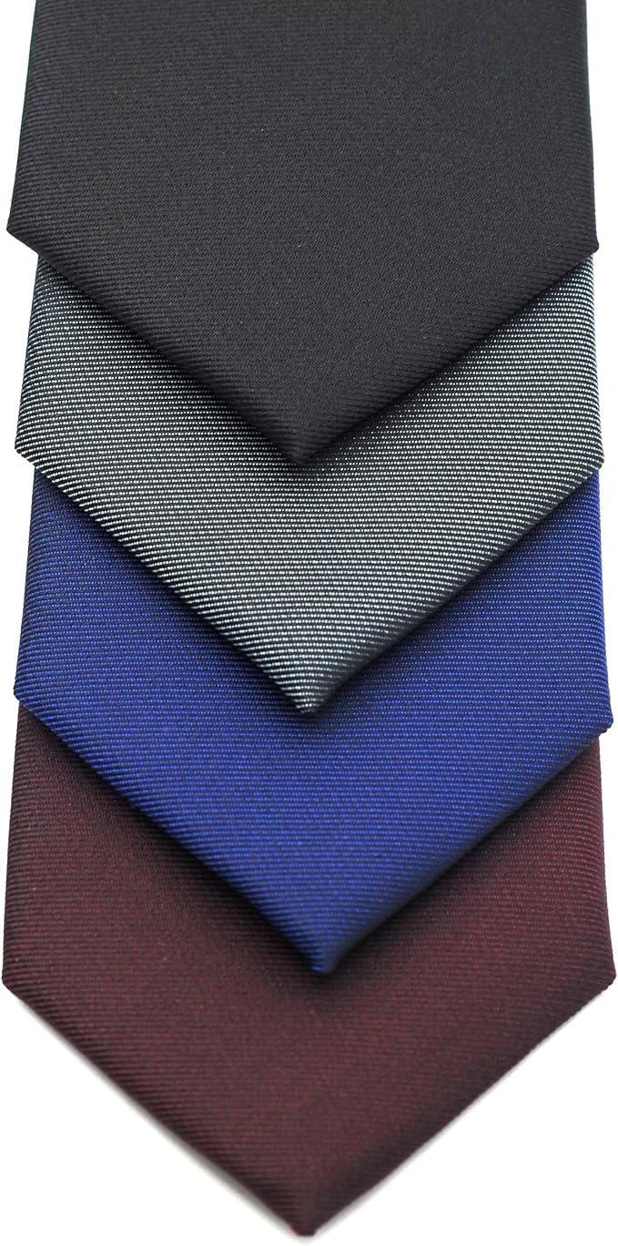 Skinny Solid Ties for Men, 2.5 inch Slim Plain Neckties 4-Pack
