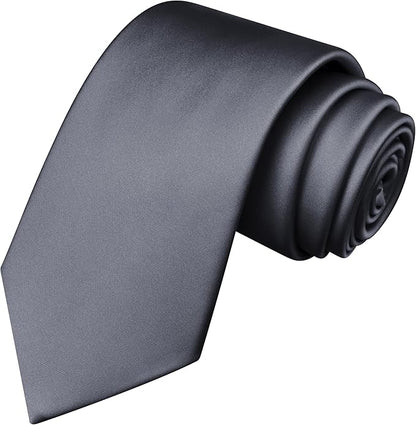Branduce 3.15"（8cm） Mens Solid Satin Tie Pure Color Necktie for Business and Wedding + Gift Box