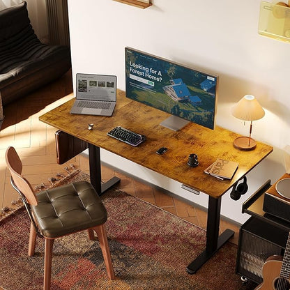 Seang Standing Desk with Adjustable Height, 48x24 Inch Electric Stand Up Desk for Home Office, Studio, Computer Workstation, Rustic Brown Top