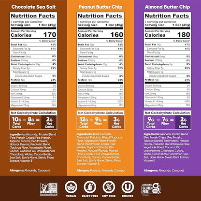 IQBAR Brain and Body Plant Protein Bars - Chocolate & Fruit Variety - 24-Count - Keto, Vegan, Low Carb, High Fiber, Gluten Free, Dairy Free, Low Sugar Snack with Nutrients for Focus, Energy, Meal Replacement