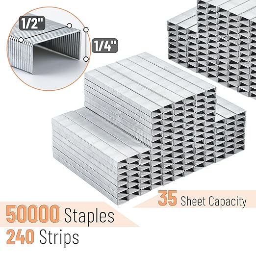 Mr. Pen- Staples for Stapler, 50000 pcs, 1/4 inch, 35 Sheet Capacity (26/6), Staples for Desk Stapler
