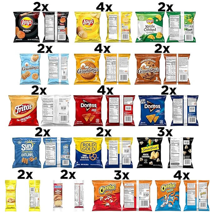 Frito-Lay Ultimate Classic Snacks Package, Variety Assortment of Chips, Cookies, Crackers, & Nuts, (Pack of 40) (Packaging May Vary)