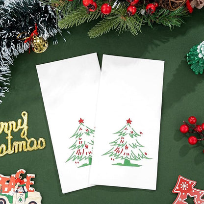 Supernal 100pcs Christmas Napkins Disposable - Christmas Tree Paper Napkins - Linen Like Holiday Napkins - Party Dinner Napkins Disposable Guest Towels for Bathroom Kitchen Christmas Party Decor