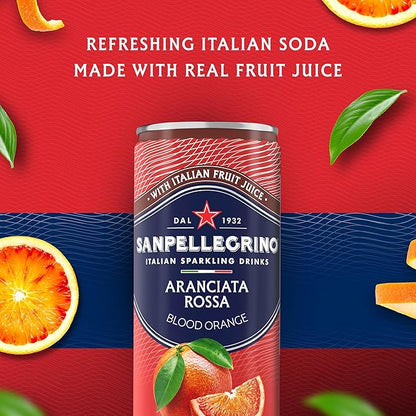 Sanpellegrino Italian Sparkling Drink Aranciata Rossa, Sparkling Orange And Blood Orange Beverage, 24 Pack Of Cans