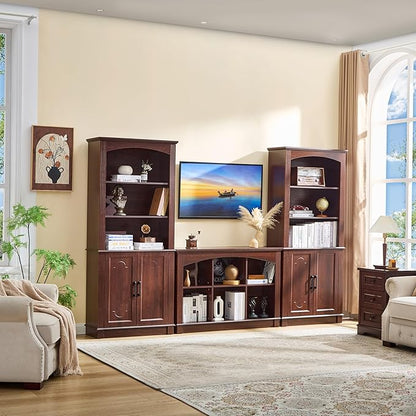 Bookshelf, 6-Cube Bookcase and Kids Bookshelf, Wooden Storage Cabinet with Cube Organizer, Modern Book Shelf for Bedroom Furniture, Living Room, Office Storage, Toy Organizer, Display Cabinet Cherry