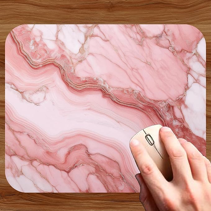 Pink Marble Agate Mouse Pad Mat Mousepad for Desk Computer Laptop PC Gaming Home or Office Gift Marbled Abstract (Pink 4 MP44)