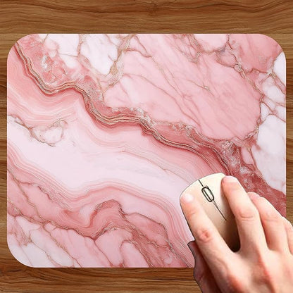 Pink Marble Agate Mouse Pad Mat Mousepad for Desk Computer Laptop PC Gaming Home or Office Gift Marbled Abstract (Pink 4 MP44)
