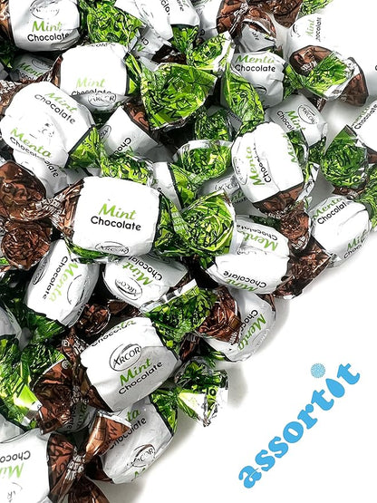 Holiday Chocolate Filled Mints - 6 lbs - Refreshing After Dinner Mint Hard Candies Filled with Chocolates - Bulk American Vintage Candy Assortment - Individually Wrapped, 96 oz.