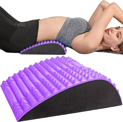 Back Stretcher Pillow – Pain Relief for Lower Back, Lumbar Support, Posture Correction, Sciatica Aid, Orthopedic Design, Easy to Use at Home, Office, or Anywhere, Orthopedist Recommended (Purple)