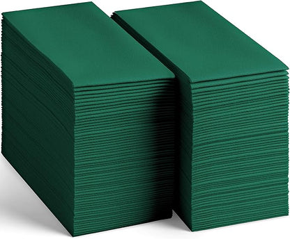 200-Pack Disposable Linen-Feel Green Napkins, 12" x 17" Cloth-Like Paper Dinner Napkins For Christmas, Wedding, Bathroom, Party Or Event