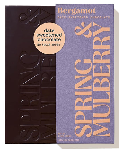 Spring & Mulberry Dark Chocolate Bars – Healthy Chocolate, Date-Sweetened - Bergamot 6 Pack
