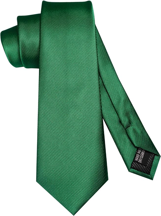 JEMYGINS Solid Color Formal Necktie and Pocket Square Tie Clip Sets for Men