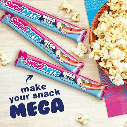 SweeTARTS Mega Filled Ropes Candy, Twisted Rainbow Punch, Sweet and Tart, 1.32 oz (Pack of 24)