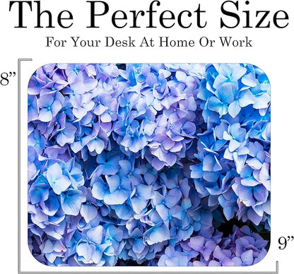Floral Pattern Flower Mouse Pad Mat Mousepad for Desk Computer Laptop PC Gaming Home or Office Gift for Her Flowers (Blue Hydrangea MP104)
