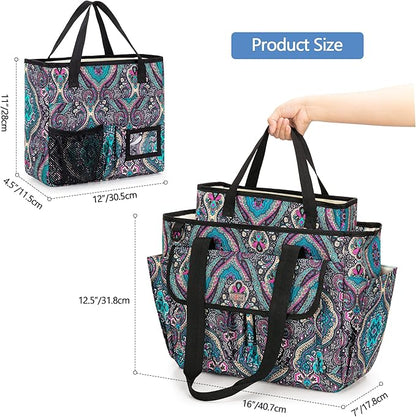 LoDrid File Bag with Extra Document Organizer Case for Letter Size File Folder, Large Utility Bag with 15.6” Laptop Padded Sleeve for Work, Business, Totem