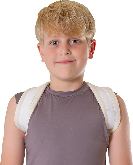 BraceAbility Clavicle Support Brace - Figure 8 Upper Back Brace Posture Corrector for Women and Men, Shoulder Straightener, Kyphosis Relief, Sling for Injuries and Fractures (Small)