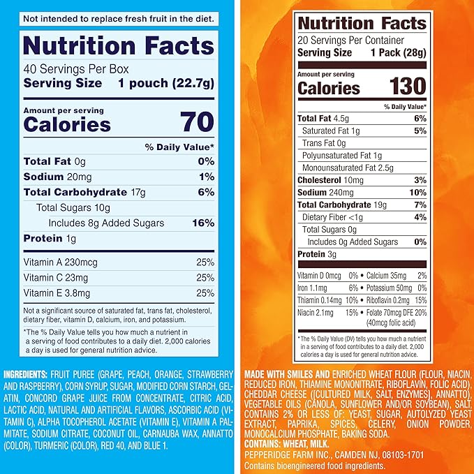 Goldfish and Welch’s Fruit Snacks for Back to School, 1 Box of Goldfish Cheddar Cheese Cracker Packs (20 Count) and 1 Box of Welch’s Mixed Fruit Snack Packs (40 Count)