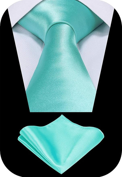 TIE G 5pcs Tie Set in WHITE OR BLACK GIFT BOX: Solid Color Necktie, Satin Bow Tie, Pocket Square, Lapel, Cuff Links