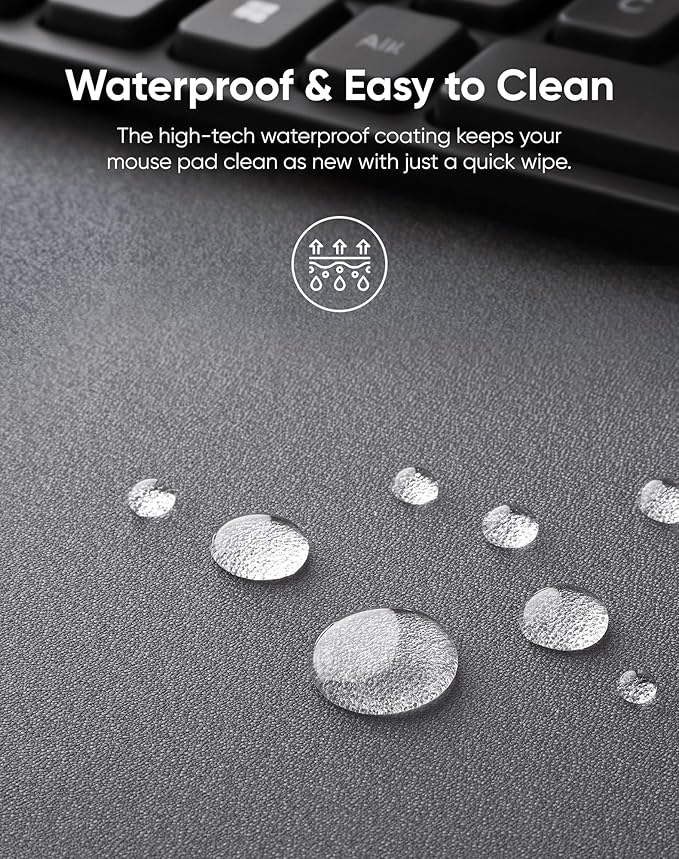 Waterproof Large Gaming Mouse Pad with Durable Stitched Edges, Non-Slip Rubber Base, Grainy Jacquard Mouse Mat Desk Pad for Home Office Gaming, 27.6"x11.8"x0.12", Matte Gray