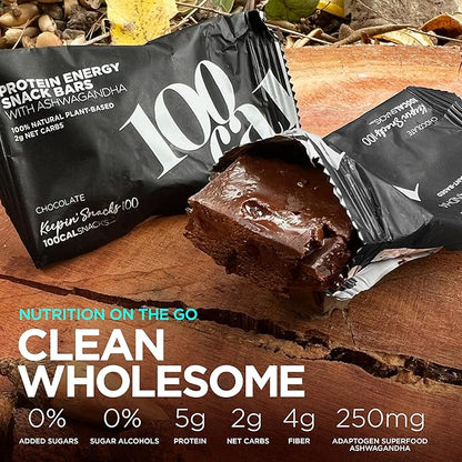 Protein Bar Chocolate Brownie | High Protein High Fiber Keto Snacks for Gut Health, Gluten Free Chocolate with Organic Ingredients for Weight Loss, Vegan Protein Bars with MCT Oil and Ashwagandha, Wholesome Yum Clean Protein Bars 100 Calories each | Lo...