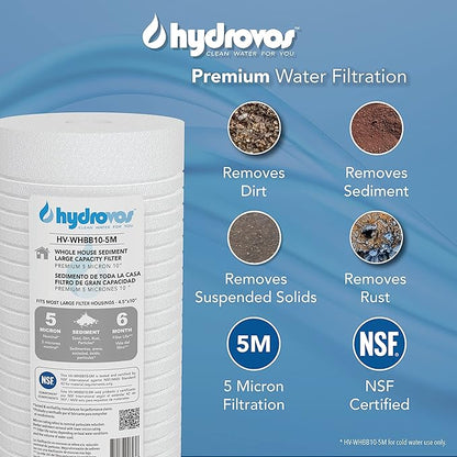 10" x 4.5" Large Capacity Whole House Water Filter, NSF Certified 5 Micron Premium Materials, Equivalent to RFC-BBSA, Aqua-Pure AP810, AP811, Big Blue DGD-5005, AO-WH-PREL, 4WH-HDGR-F01