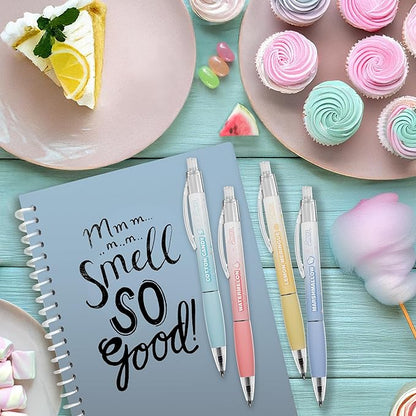 Simply Delightful Smens - Patented Gourmet Scented Black Gel Ink Pens, Medium Point, 8 Count - Fun, Cute, Cool, Smelly Pens for Kids