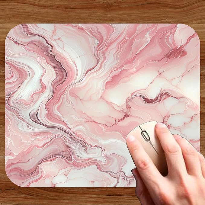 Pink Marble Agate Mouse Pad Mat Mousepad for Desk Computer Laptop PC Gaming Home or Office Gift Marbled Abstract (Pink 1 MP41)
