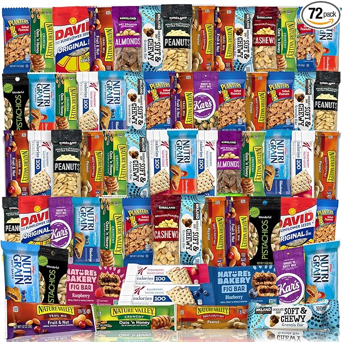 Snacks Gift Variety Basket for Adults (72 Count) Great For Men, Women, Adults, Office, School, Colleges - Gift Assortment Package - Great Gift Basket For Home, Work, Office, Meetings, College