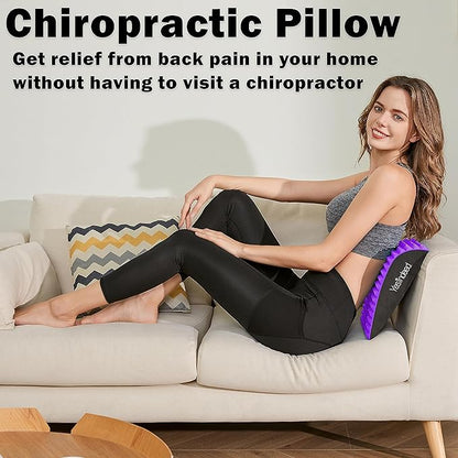 Back Stretcher Pillow – Pain Relief for Lower Back, Lumbar Support, Posture Correction, Sciatica Aid, Orthopedic Design, Easy to Use at Home, Office, or Anywhere, Orthopedist Recommended (Purple)