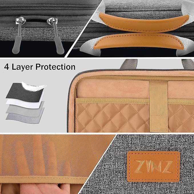 ZINZ Laptop Case 13 inch Sleeve, Expandable Computer Briefcase Protective Handbag with Multi-pockets, Compatible with MacBook Air/Pro M4/M3/M2/M1, iPad 12.9/13, XPS 13, Durable & Recycled，D01G01