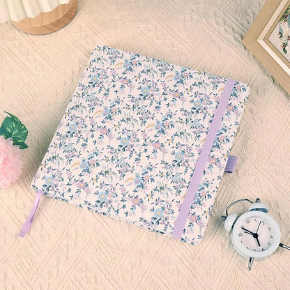 TIEFOSSI Dotted Journal Notebook, Dot Grid Notebook for Women Men, Fabric Flower Journal, 160 GSM Thick Paper, 160 Numbered Pages, 8 x 8 Square Diary