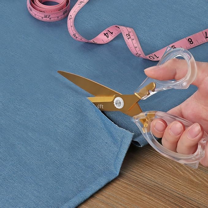 Acrylic Scissors, Sharp Titanium Coating Blades with Ergonomic ABS Handle, Multi-Purpose Scissors Set of 3, Suitable for Sewing and Household, Clear and Gold-Toned
