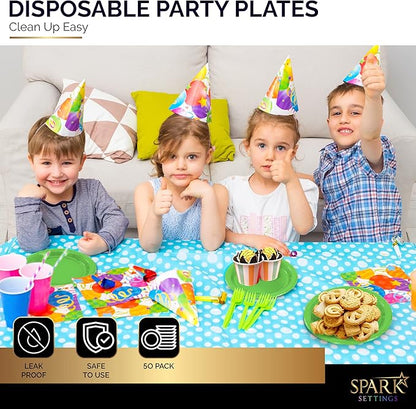 Disposable Paper Plates Kiwi, 6 3/4 Inch Paper Dessert Plates, Strong and Sturdy for Parties, Dinners, Holidays, Picnics, or Travel - Pack of 50