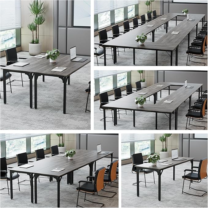 78.7 Inches Extra Long Desk,6.5ft Office Table with Flexible Configuration,Large Computer Table with Adjustable Footpads,Stable Structure,Standing Desk for 2 Person (Grey)
