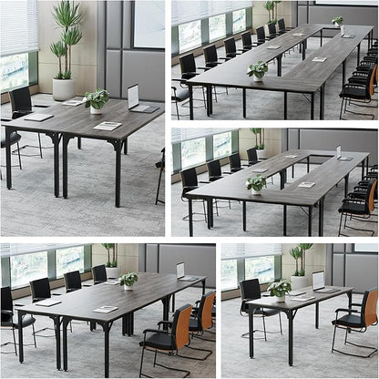 78.7 Inches Extra Long Desk,6.5ft Office Table with Flexible Configuration,Large Computer Table with Adjustable Footpads,Stable Structure,Standing Desk for 2 Person (Grey)