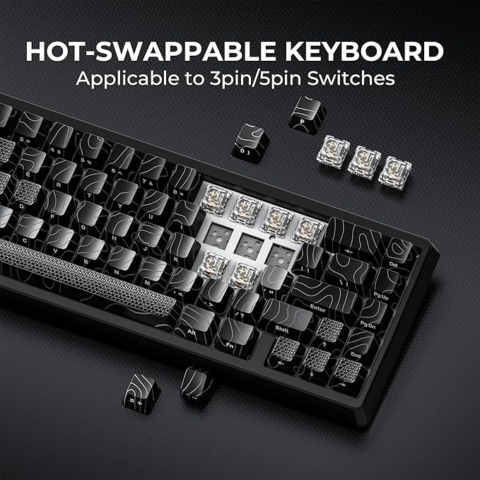 XVX M67 60% Keyboard with IMD Keycaps, QMK/VIA Topographic Gaming Keyboard, Wired Mechanical Key Board, RGB Custom Gasket Hot Swappable, for Windows & Mac, Interstellar Black