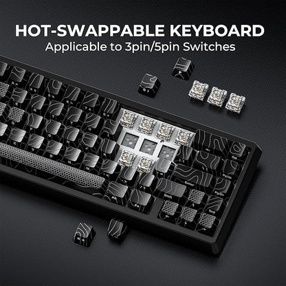 XVX M67 60% Keyboard with IMD Keycaps, QMK/VIA Topographic Gaming Keyboard, Wired Mechanical Key Board, RGB Custom Gasket Hot Swappable, for Windows & Mac, Interstellar Black